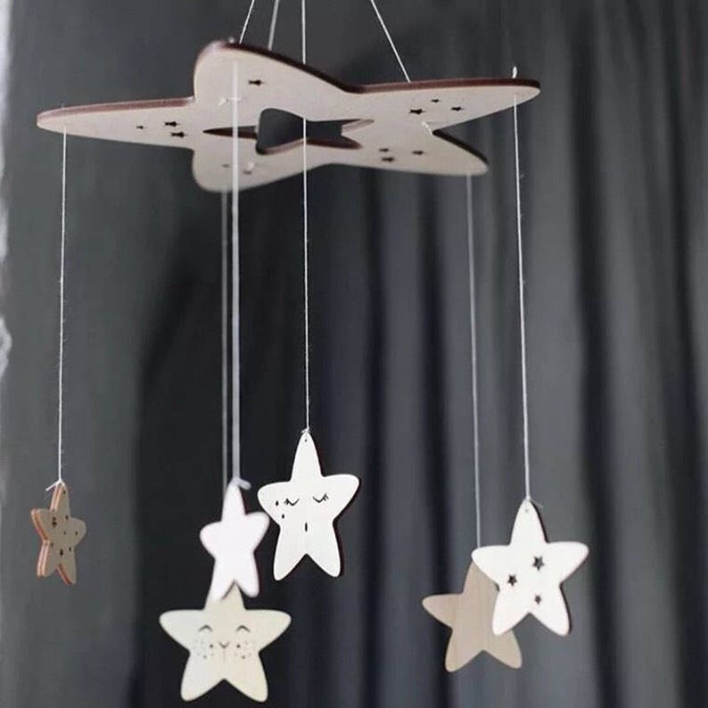 Diy Wooden Star Wall Hanging Decoration Garland Image 0