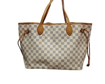 Louis Vuitton Neverfull MM Damier Azur Tote Shoulder Bag