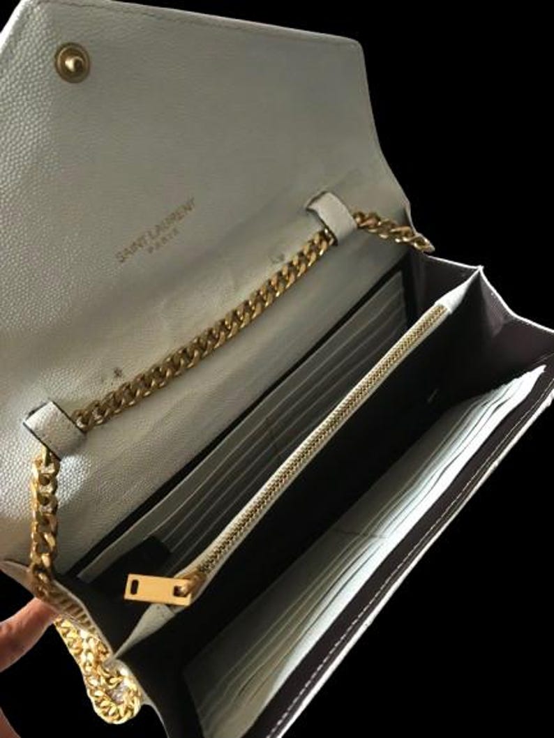 Preloved Saint Laurent Woc Crossbody Bag Chain Strap White Colour