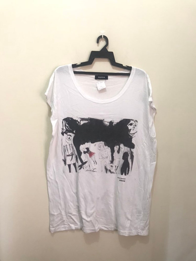 MEGA SALE ! Cabane De Zucca x Adrien Genty Sleeveless Tshirt Pop Art Design Rare Design Nice Print Designer Brand