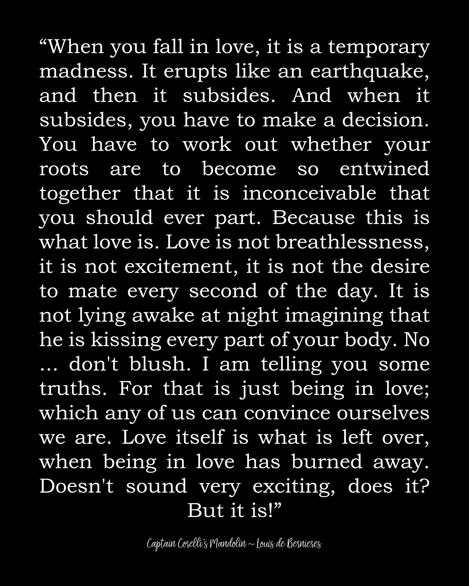 Captain Corelli's Mandolin Louis De Bernières two Instant Downloads Literary Quote Romantic Book