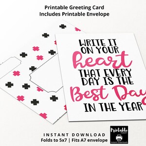 Instant Download Greeting Card | Printable Envelope Included | Ralph Waldo Emerson Quote | Write It On Your Heart