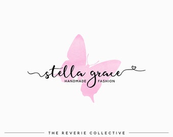 Premade Logo Design, Custom Logo Design, Watercolor Logo, Butterfly Logo, Simple Logo, Cursive Font Logo, Fashion Logo, Boutique Logo
