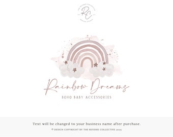Magical Boho Rainbow Logo, Whimsical Baby Branding, Fairytale Nursery Watermark, Feminine Boutique Design, Pastel Dreamy Shop Studio