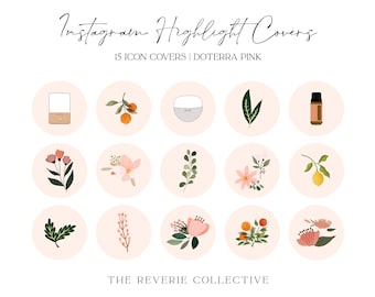 16 couvertures Instagram aux huiles essentielles Doterra, icônes florales de faits saillants de l'histoire d'Instagram, icônes d'application iOS, widgets iPhone, faits saillants d'Instagram