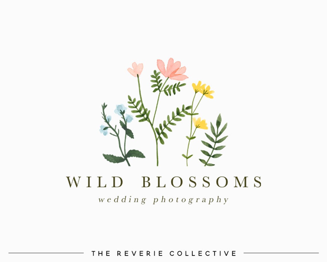 Wildflower Logo Botanical Logo Wedding Logo Photography Etsy