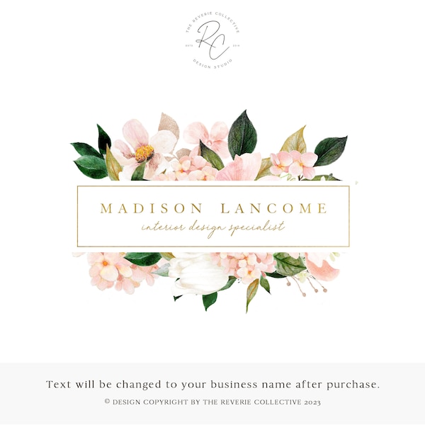 Watercolor Logo, Foil Logo, Floral Logo, Interior Design Logo, Wedding Logo, Florist Logo, Event Planner, Premade Logo Design