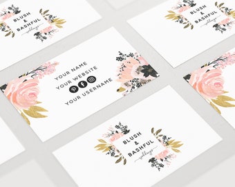 Premade Business Card Design, Watercolor Floral Business Card, Glam Fashion Business Card, Florist Business Card, Wedding Card Design
