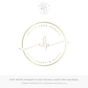 Gold Foil Circle Logo Design: Minimalist Premade Monogram