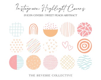 15 Sweet Peach Pastel Abstract Instagram Covers, Instagram Story Highlight Icons, iOS App Icons, iPhone Widgets, Instagram Highlights