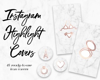 45 Rose Gold & Marble Instagram Covers, Instagram Story Highlight Icons, iOS App Icons, iPhone Widgets, Instagram Highlights, Template