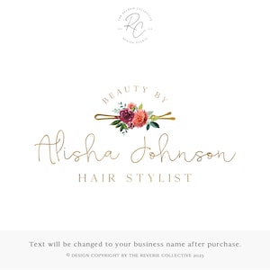Floral Bobby Pin Logo: Premade Hair Salon Branding