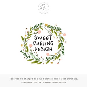 Watercolor Floral Logo, Rustic Logo, Wreath Logo, Photography Logo, Hand Drawn Logo, Circle Logo, Premade Logo Design