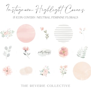 Watercolor Floral Instagram Highlight Icons: Soft Pastel Covers (Digital Download)