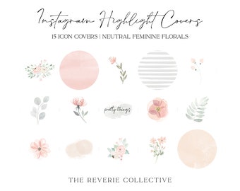 Watercolor Floral Instagram Highlight Icons: Soft Pastel Covers (Digital Download)