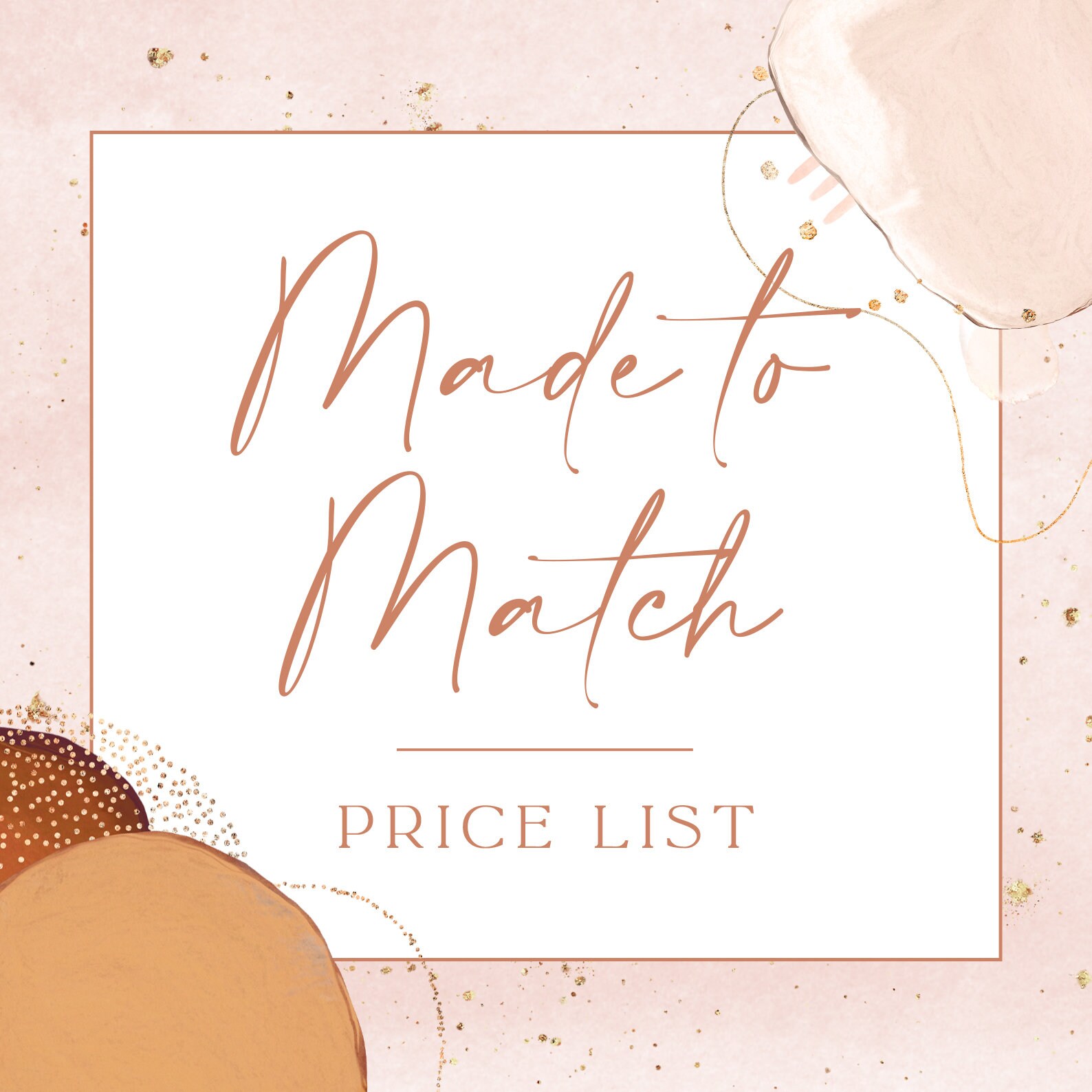 Matching Price List A La Carte Option Custom Price List Etsy