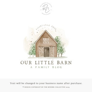 Watercolor Farmhouse Barn Logo: Rustic Premade Logo Design