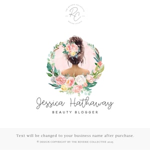 Watercolor Girl Logo, Beauty Blog Logo, Hairstylist Logo, Hair Salon Logo, Fashion Blog Logo, Style Logo, Premade Logo Design