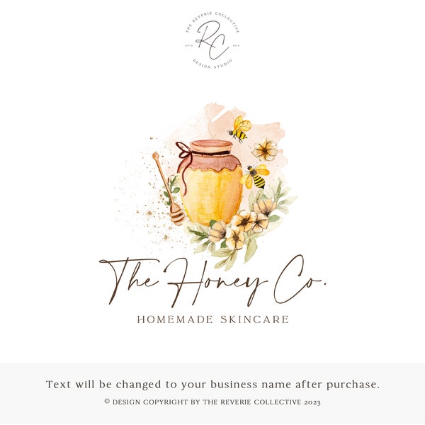 Honig Logo, Hummel Logo, Honigbienen Logo, Hautpflege Logo, Bauernhaus Logo, Seife Logo, Aquarell Logo, Blumen Logo, Vorgefertigtes Logo Design