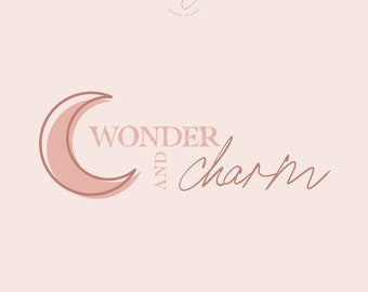 Crescent Moon Logo, Bohemian Logo, Magical Logo, Boho Logo, Fashion Logo, Celestial Logo, Modern Logo, Photography Logo, Premade Logo Design