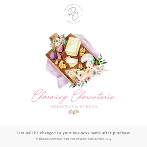Watercolor Floral Charcuterie Logo: Premade Cheese Board Design