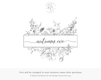 Logo botanique, rustique, ferme, photographie, branche, vigne, feuilles, création de logo premade