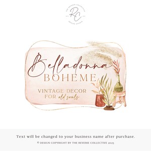 Bohemian Home Decor Logo: Modern Plant Design, Premade Branding
