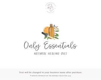 Essential Oil Logo, Calligraphy Logo, Watercolor Logo, Shop Logo, Business Logo, Boutique Logo, Premade Logo Design