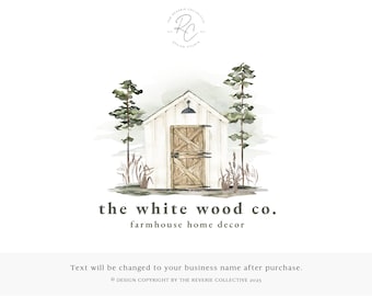 White Barn Logo, Home Logo, She Shed Logo, Real Estate Logo, Realtor Logo, Farmhouse Logo, Forest Logo, Rustic Logo, Premade Logo Design