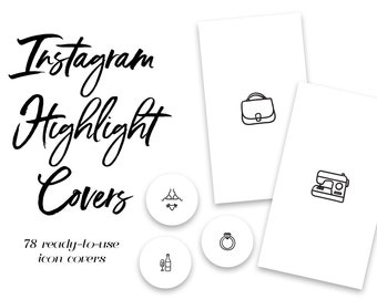 78 White Minimal Drawn Instagram Covers, Instagram Story Highlight Icons, iOS App Icons, iPhone Widgets, Instagram Highlights, Template