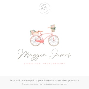 Watercolor Floral Bike Logo: Premade Business Branding Design