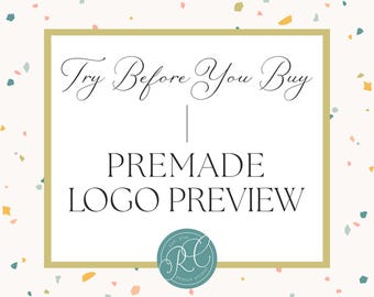 Échantillon de logo prédéfini, première maquette de marque, aperçu de l'identité de l'entreprise, essai avant achat, épreuve de conception personnalisée, marketing de boutique