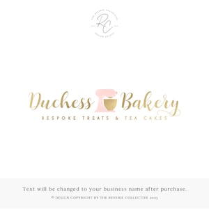 Gold Foil Mixer Logo Design: Premade Kitchen Bakery Branding