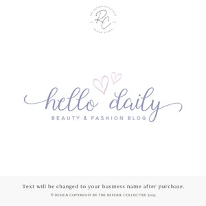 Design del logo del cuore calligrafico: marchio aziendale femminile predefinito