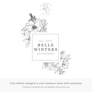 Botanical Logo, Rustic Logo, Farmhouse Logo, Photography Logo, Geometric Logo, Country Logo, Floral, Premade Logo Design
