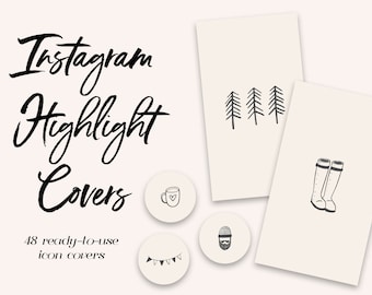 48 Rustic Farmhouse Hand Drawn Instagram Covers, Instagram Story Highlight Icons, iOS App Icons, iPhone Widgets, Instagram Highlights