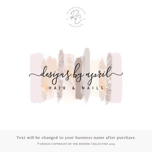 Gold Marble Brush Stroke Logo: Premade Cursive Calligraphy Design