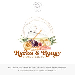 Premade Charcuterie Logo Design: Brie, Honey, Fruit