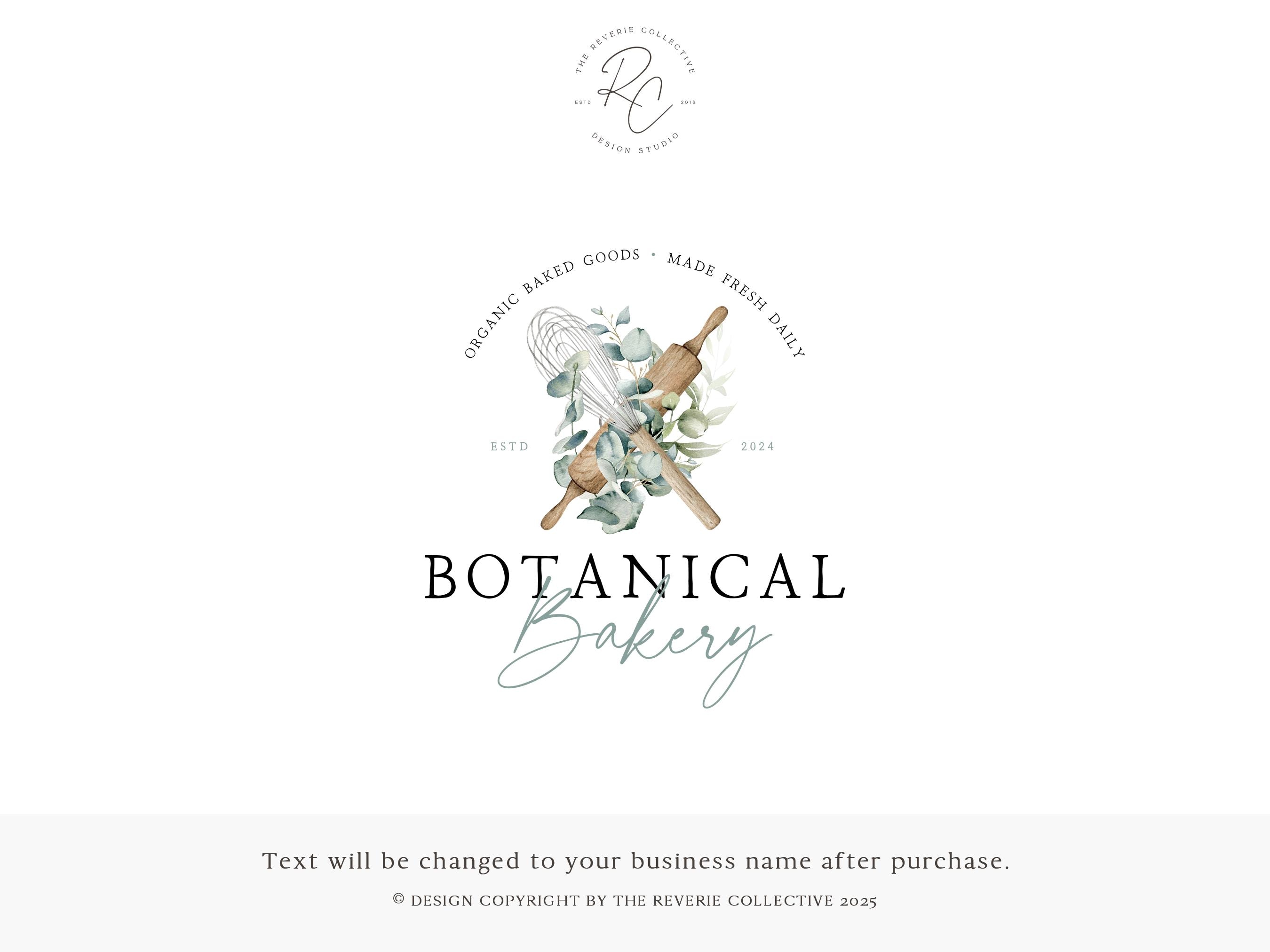 Watercolor Botanical Logo Design, Nature Rolling Pin Branding ...