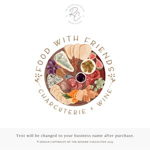 Charcuterie Board Logo: Premade Meat & Cheese Design