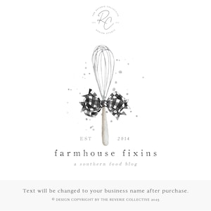 Rustic Whisk Logo: Farmhouse Kitchen, Bakery Premade Logo Design