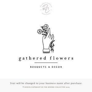 Line Art Logo, Botanical Logo, Floral Logo, Hand Logo, Bohemian Logo, Flower Logo, Florist Logo, Blog, Premade Logo Design