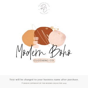 Abstract Logo, Modern Boho Logo, Neutral Logo, Geometric Logo, Mid Century Logo, Bohemian Logo, Fashion Boutique Logo, Premade Logo Design