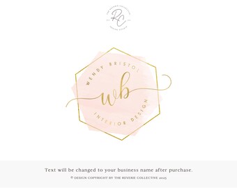 Watercolor Logo, Geometric Logo, Feminine Logo, Photography Logo, Monogram Logo, Initials Logo, Premade Logo Design