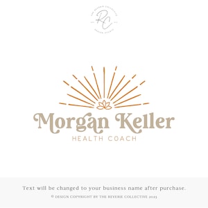 Wellness Logo, Modern Boho Logo, Sunburst Logo, Lotus Logo, Retro Logo, Bohemian Logo, Abstract Logo, Vintage Logo, Premade Logo Design