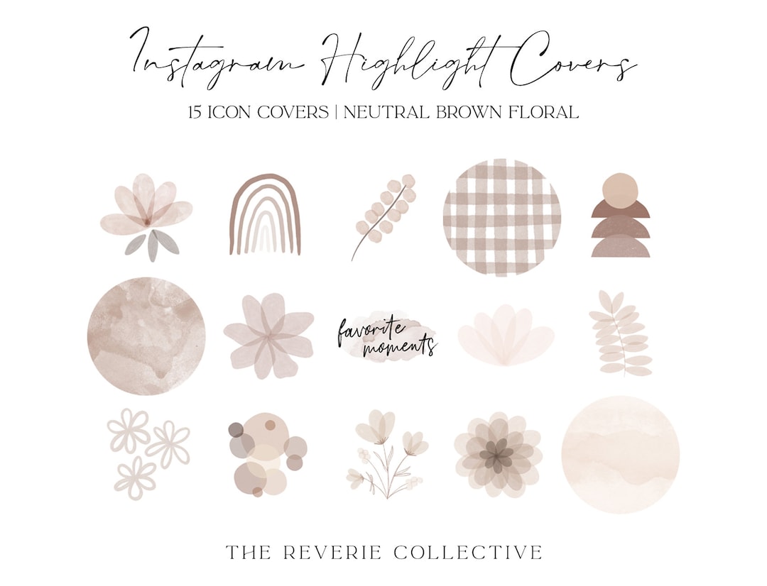 Instagram Highlight Covers, Neutral Brown Floral Story Icons, Boho ...