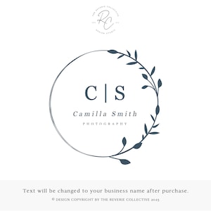 Botanical Logo, Round Logo, Circle Logo, Photography Logo, Monogram Logo, Initial Logo, Vine Logo, Premade Logo Design