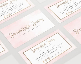 Premade Business Card Design, Business Card Template, Custom Business Card, Watercolor Business Card, Makeup Artist Business Card, Feminine