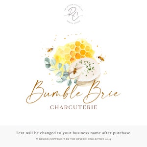 Charcuterie Logo, Cheese Board Logo, Bee Logo, Honey Logo, Brie Logo, Eucalyptus Logo, Food Logo, Cooking Logo, Premade Logo Design