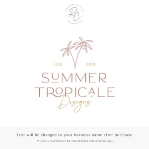Boho Logo, Palm Tree Logo, Tropical Logo, Modern Logo, Bohemian Logo, Summer Logo, Warm Neutral Logo, Abstract Logo, Premade Logo Design